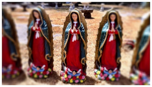Virgin de Guadalupe yard art