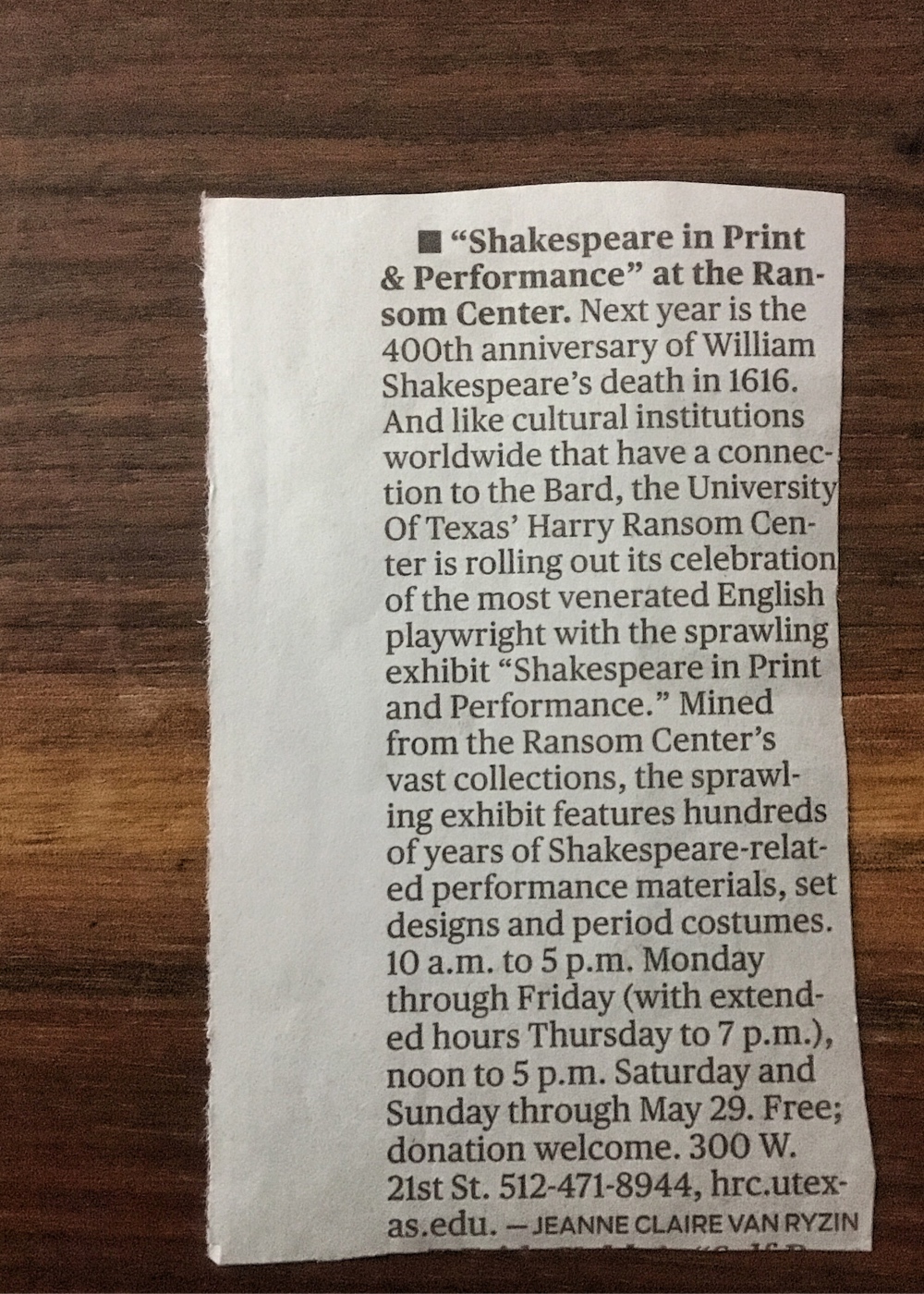 Shakespeare at UT